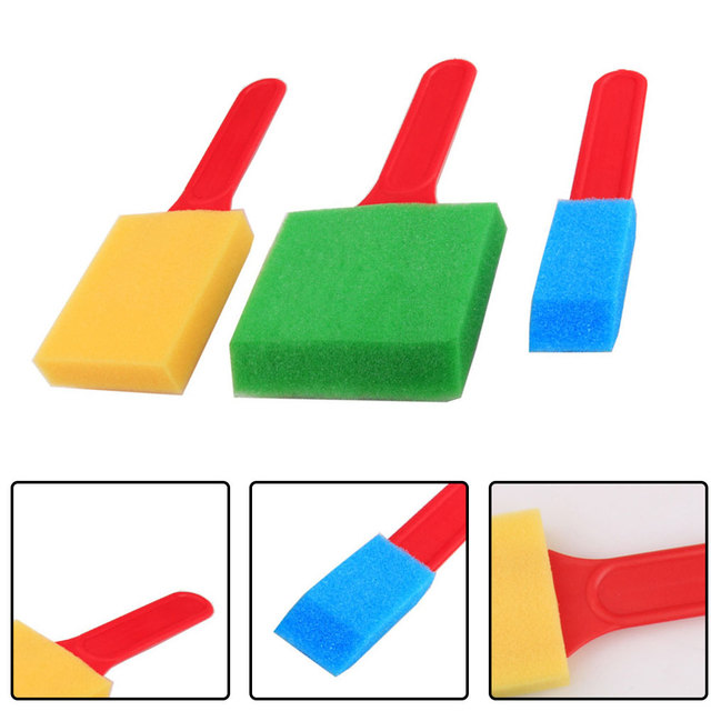 3PCS Sponge Foam Paint Brush Oil Stain Polyurethane Craft Art